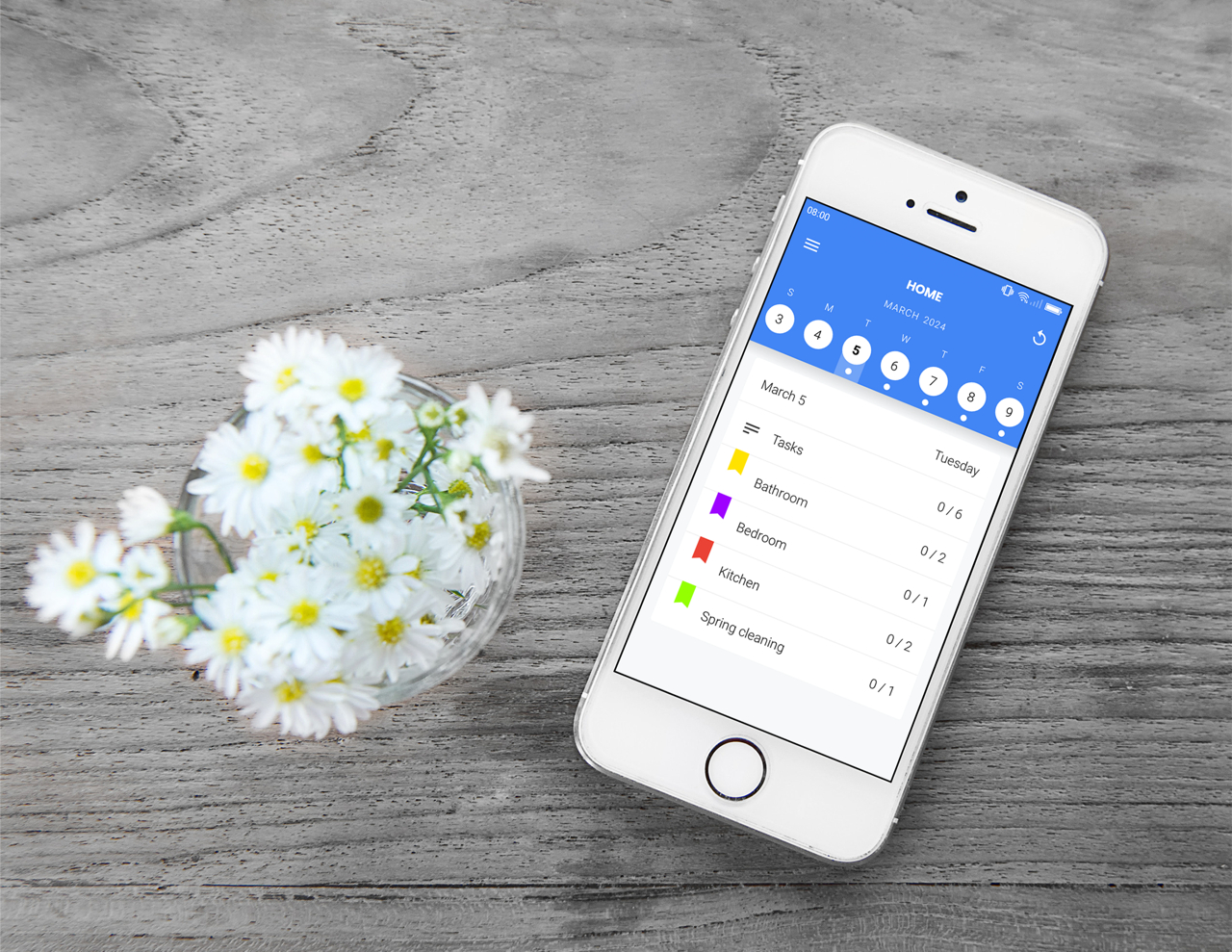 Household chores planner and home cleaning app with daily cleaning checklist.